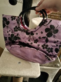 Purple With Black Flower Purse