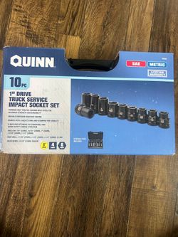 QUINN 1 in. Drive SAE and Metric Truck Service Impact Set, 10-Piece