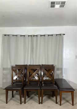 6 Chairs & Matching Bench SEATING FOR 8!