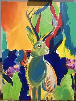Jackalope abstract painting