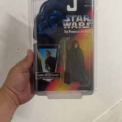 Star Wars Jedi Knight Luke Skywalker Action Figure Black Vest POTF 2 MOC 1996