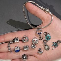 Pandora Charm Bracelet With Travel Charms 
