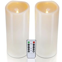 Homemory 4" X 10" Large Waterproof Outdoor Flameless Candles, Battery Operated LED Pillar Candles With Remote And Timers For Indoor Outdoor Lanterns, 