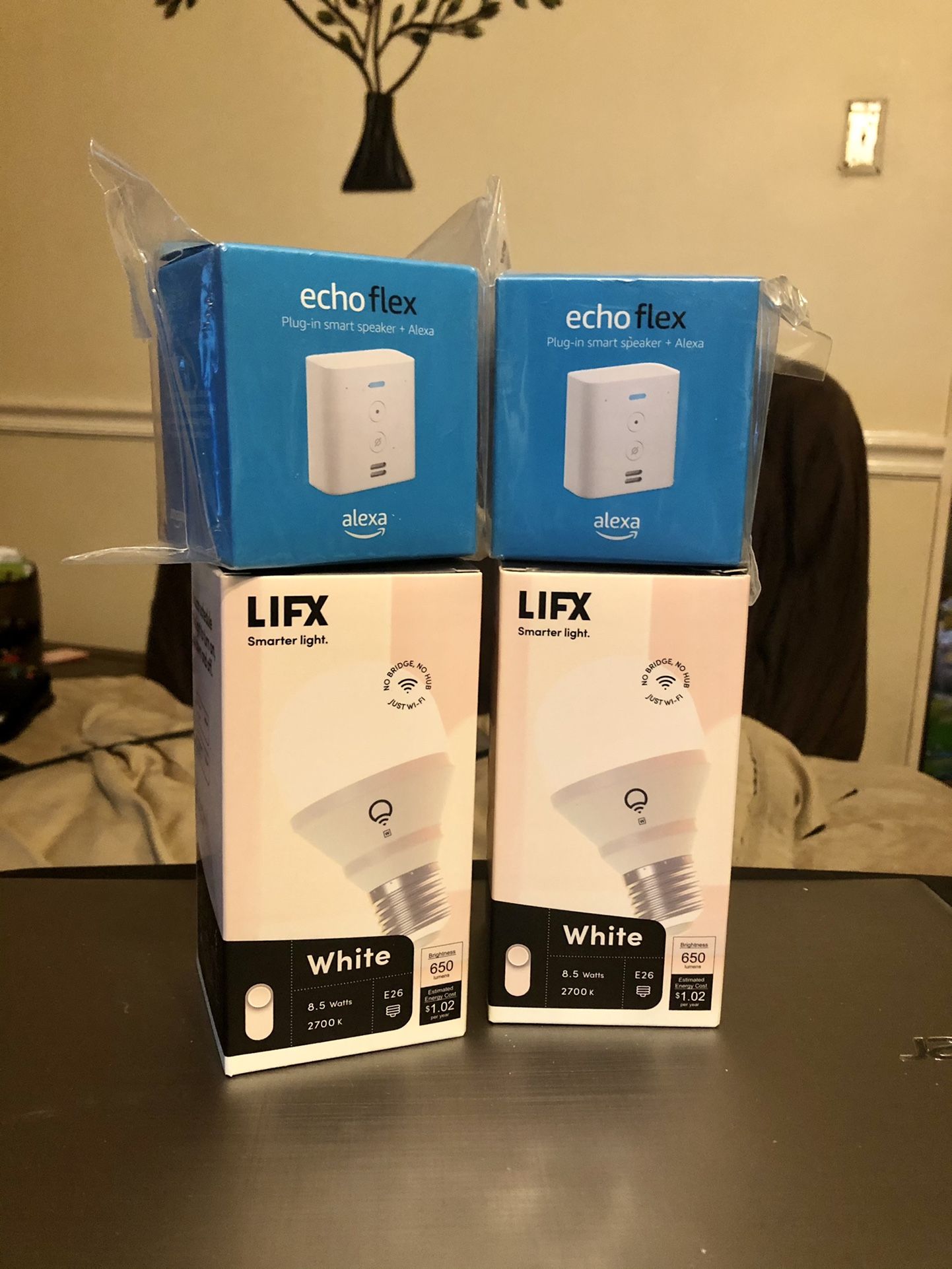 NIB 2 Echo Flex Smart Speakers & 2 LIFX Smart Bulbs (Individual Prices In Ad)