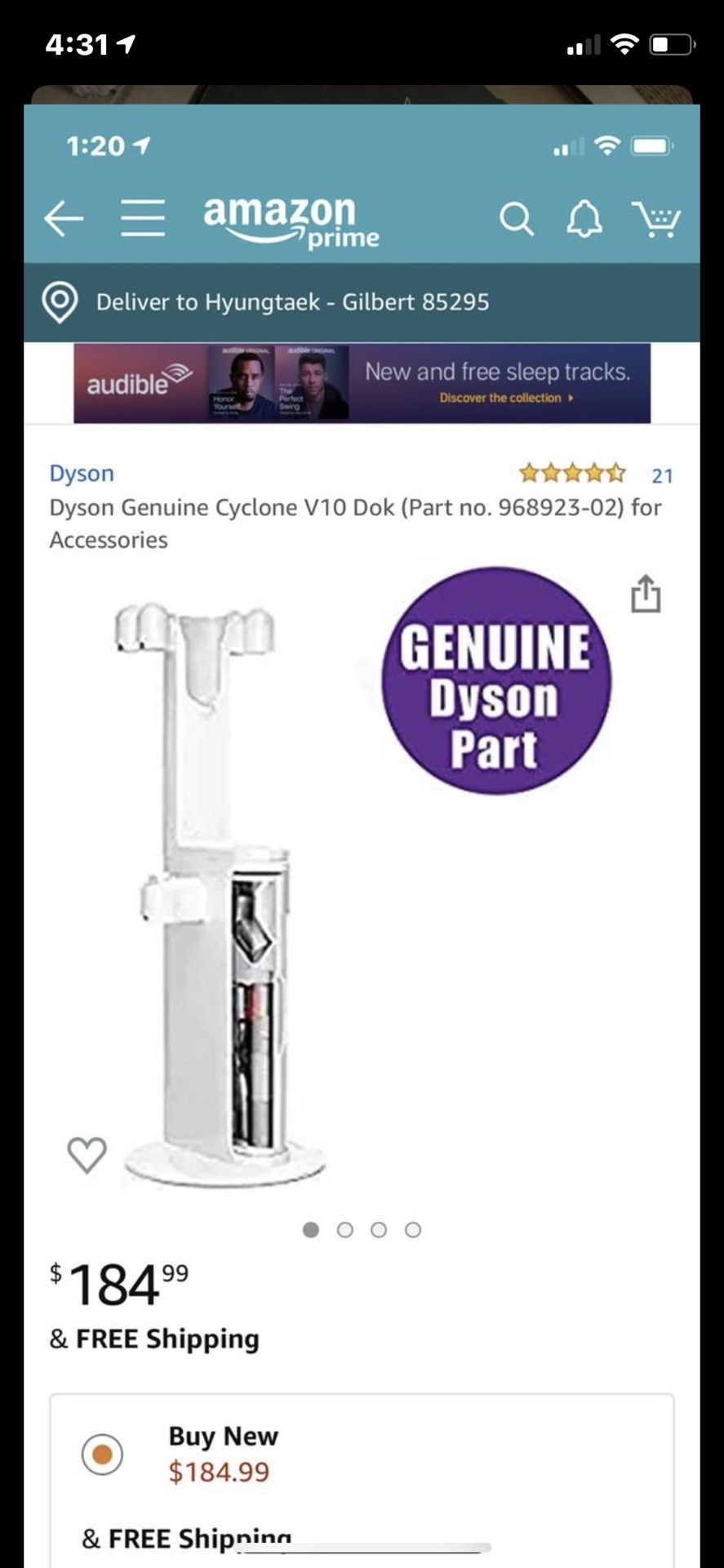 Dyson V10 standing docking station