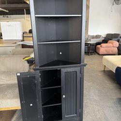 Corner Cabinet Corner Bathroom Cabinet with 2 Doors and 3 Tier Shelves Free Standing Corner Storage Cabinet for Bathroom, Living Room, Bedroom or Kitc