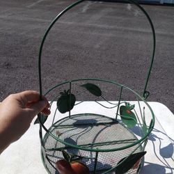 Metal Green Apple Themed Fruit Basket 