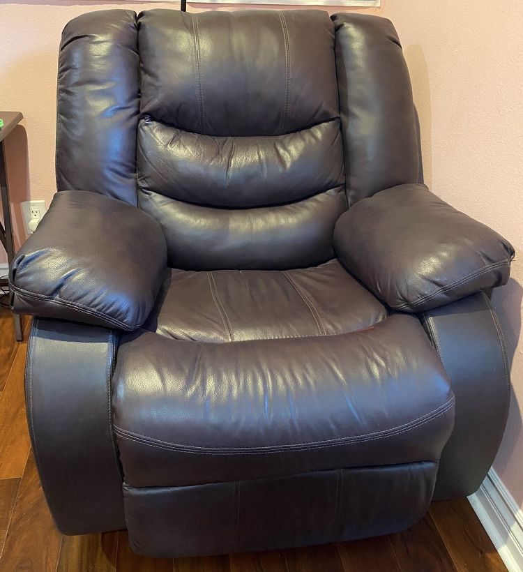 Leather Recliner And Rocking Chair 