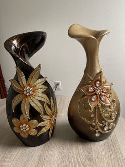 Set of 2 Large Decorative Vases – 15 Inches