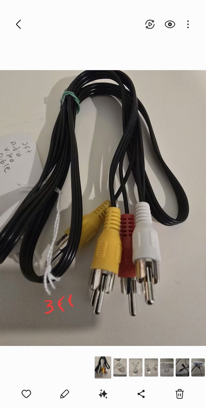 AVI/RCA Audio Video Cables-3 ft (multiple types)