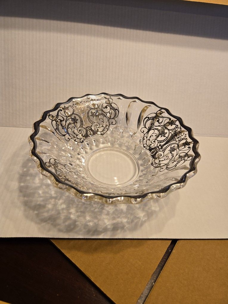 Circa 1930s 10 Inch Silver Overlay Serving Bowl