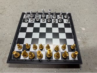 Magnetic Travel Chess Set Game with Folding Board Portable and Storage Compartment - 10”