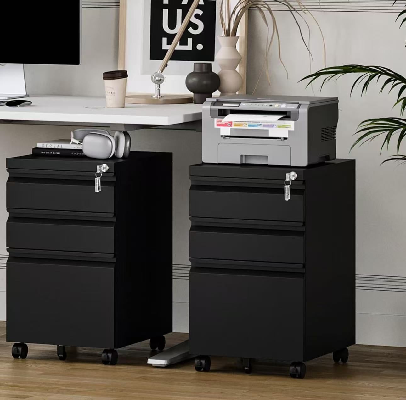 White Or Black Filing Cabinet 3 Drawers