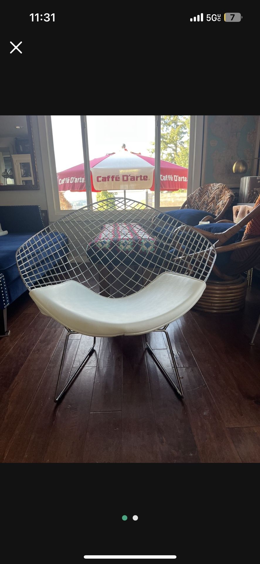 Diamond Lounge Chair, Chromed Steel With Leatherette Pad