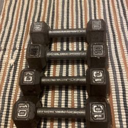 4-10 Lb Hex DUMBBELLS 40 Lbs Total