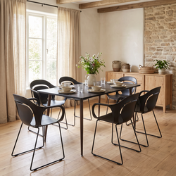 Homy Casa WHALEN+PHIL 7PC Dining Set with 47.2" Table and 6 PHIL Black Chairs, Wood-Look Finish Open Box