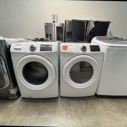 white samsung front load washer dryer set