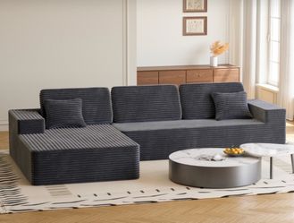 GRAY LEFT HAND FACING CHAISE MODULAR CONVERTIBLE SECTIONAL (m) $499 DELIVER AVAILABLE