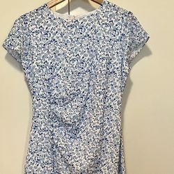 Blue & White Floral Midi Dress