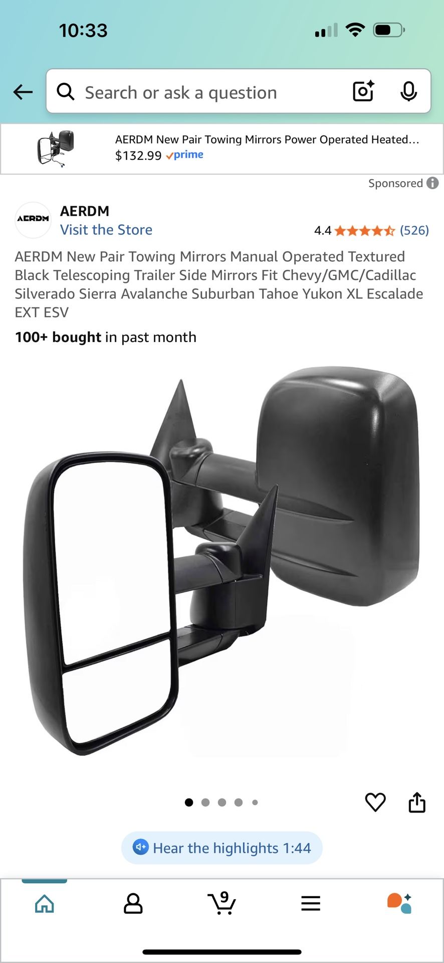 Towing Mirrors For Silverado/ GMC Sierra/Chevy