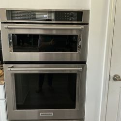 KitchenAid stainless steel electric wall oven and microwave