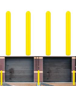 Pangda 4 Pcs Yellow Bollard Covers for Parking Lot and Warehouse - Heavy Duty HDPE Post Sleeves, Weather Resistant Safety Bollard Protector, No Tape N