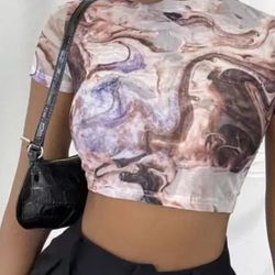 Mesh Short Sleeve Crop Top