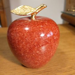 Beautiful Red Marble Apple Paperweight 