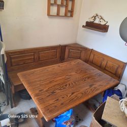 Corner Oak Table Unit.