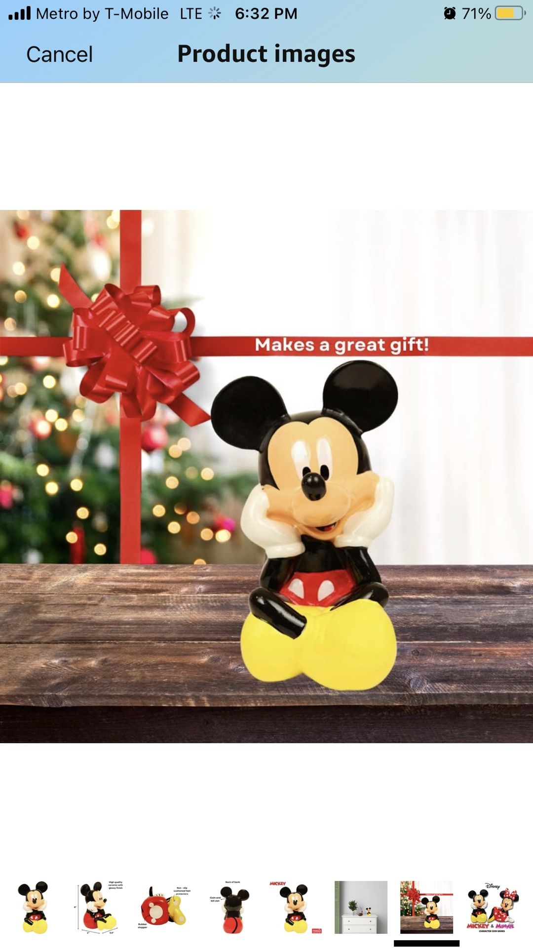 Disney Mickey Mouse Piggy Bank for Boys & Girls – Kids Ceramic Coin Bank with Rubber Stopper