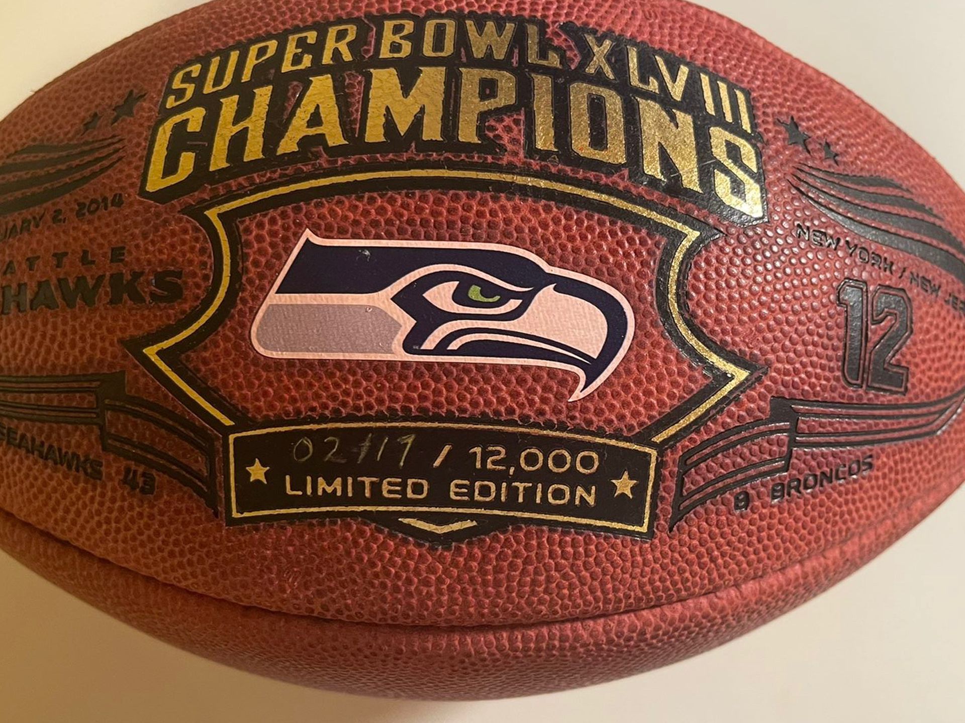 Seahawks Super Bowl Limited Edition Commemorative Football From Wilson - “The Duke”