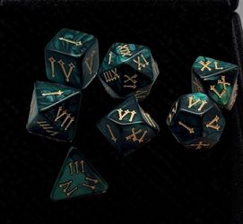 King of Crits Roman Legion Green 7pc RPG Dice Set