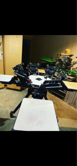 6 color 4 station screen printing station