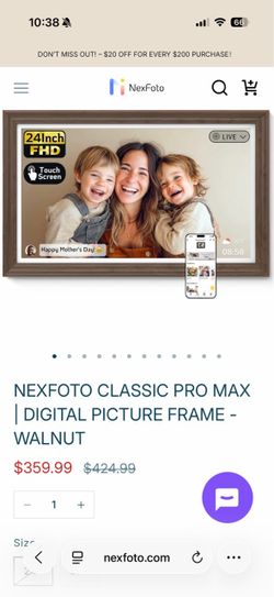 NexFoto Classic Pro Max Digital Picture Frame Walnut