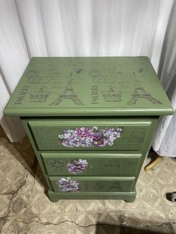 Green Painted 3 Drawer Dressers.