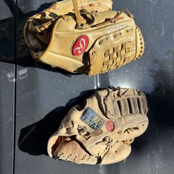 Baseball Gloves Left And Right Handed And Softball Bat 34 Inches