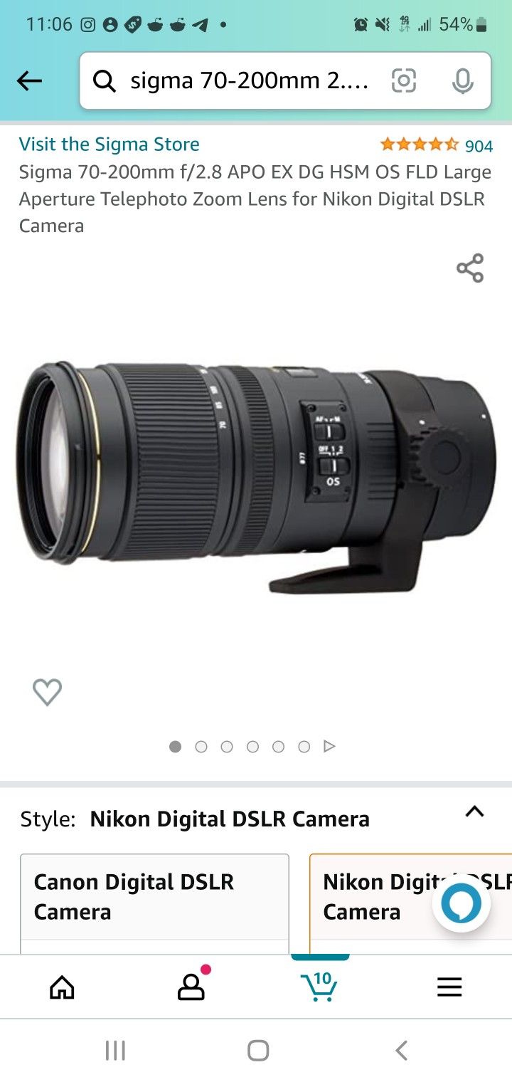 70 200mm SIGMA NIKON F MOUNT LENS