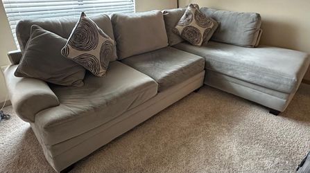 MOVING SALE – Gray Chaise Sectional + Ottoman | Must Go ASAP