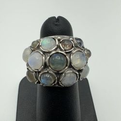 925 sterling silver ring with moon stones size 6