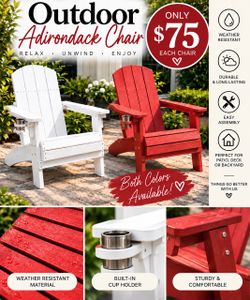 Outdoor Adirondack Chair with Cup Holder