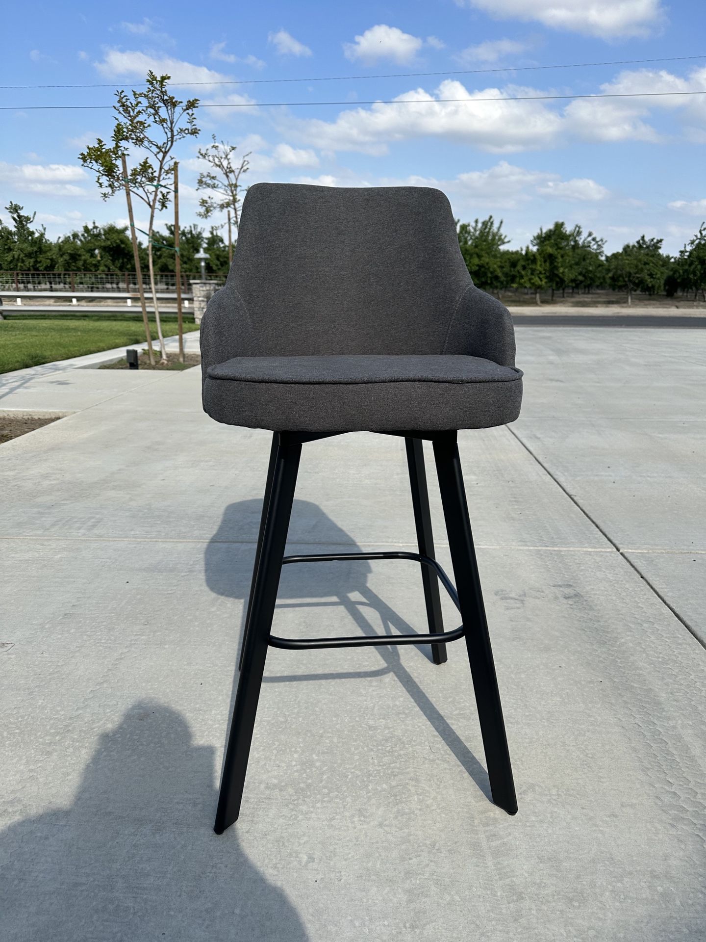 Three New Swivel 26” Gray Bar Stools