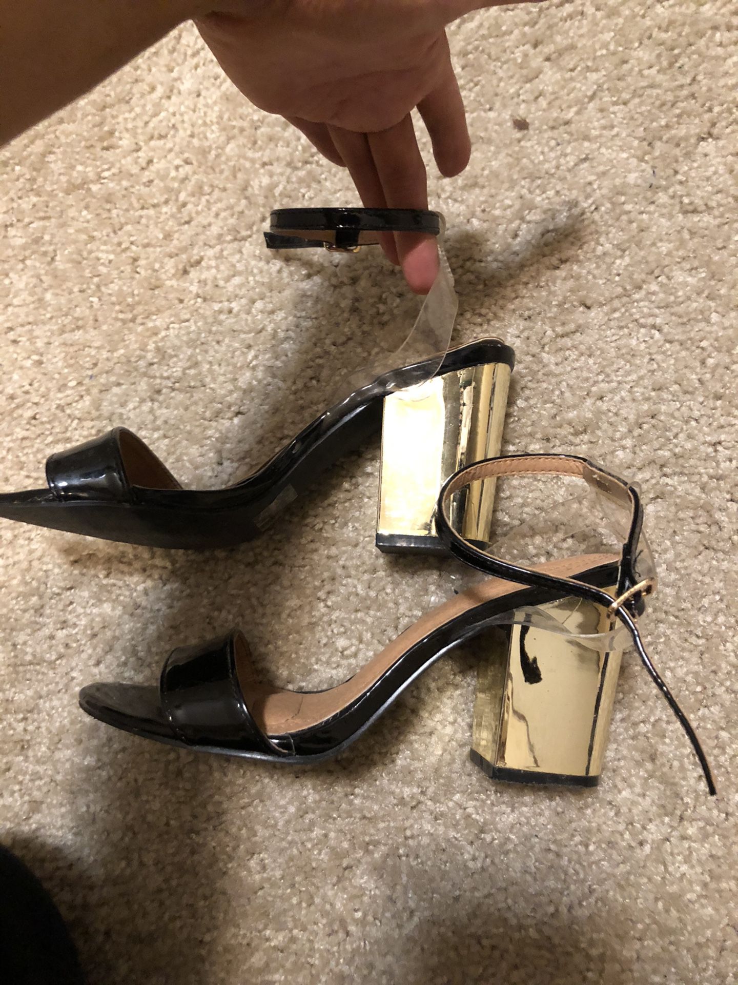 black//gold heels