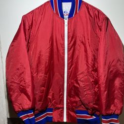Vintage Red Satin Game Jacket Sz XS