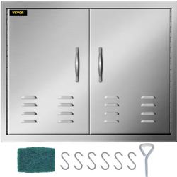 VEVOR 30 in. W x 21 in. H Double Stainless Steel Access Doors with Vents BBQ Grill Doors for Outdoor Use