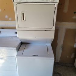 Whirlpool 27" Wide Apartment Size Top Loading Washer And Gas Dryer Laundry Center Stacked Single Unit Stackable 