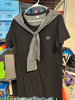 Black Sailor Collar Short Sleeve Dress