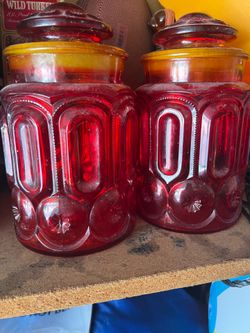 Vintage Amberina Glass Jar Canisters