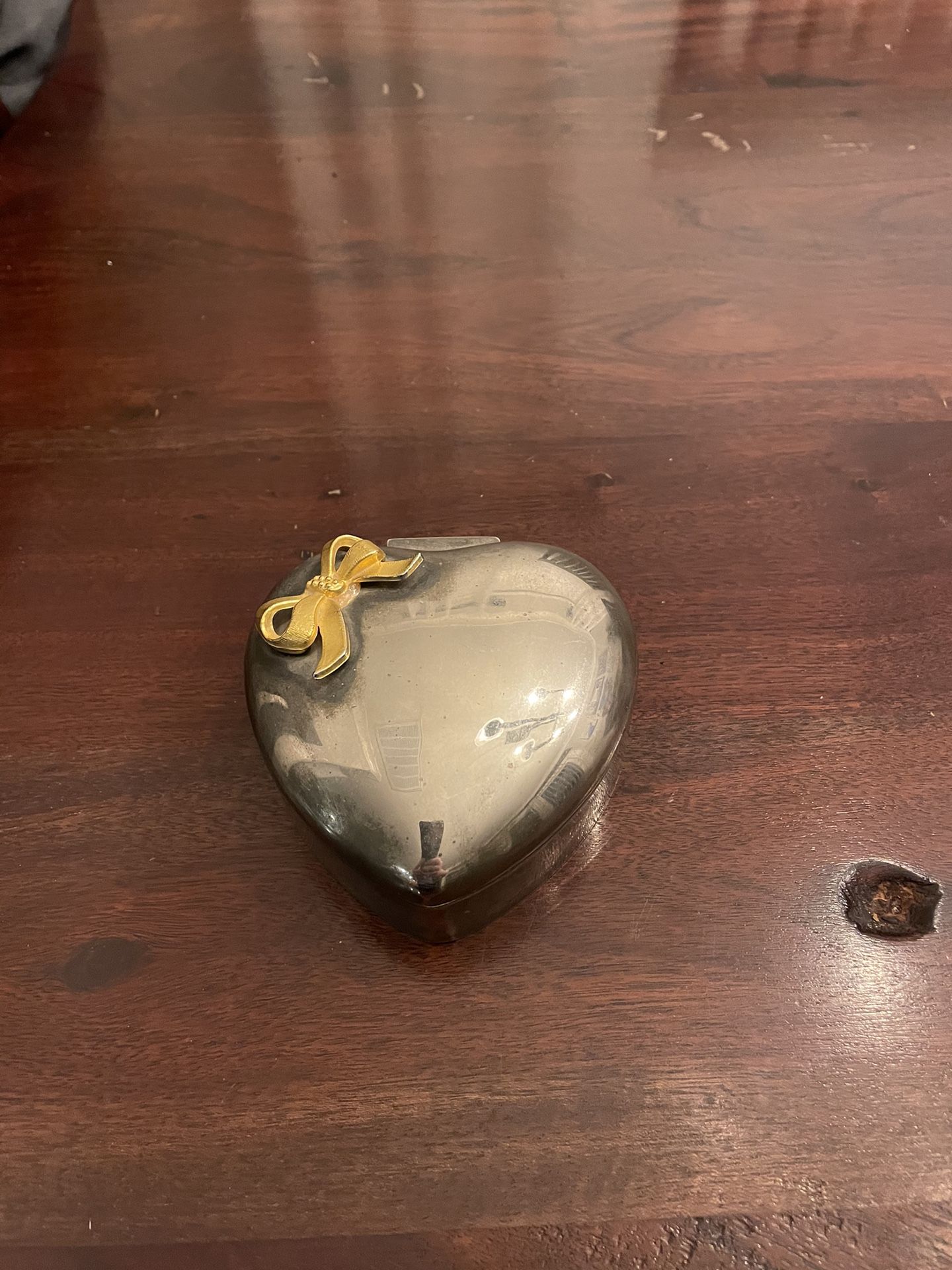 Heart Shaped silver plated Jewelry Box With Gold Bowl