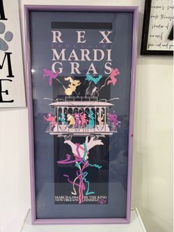 VTG 1984 REX MARDI GRAS POSTER - IN FRAME -- LIMITED EDITION