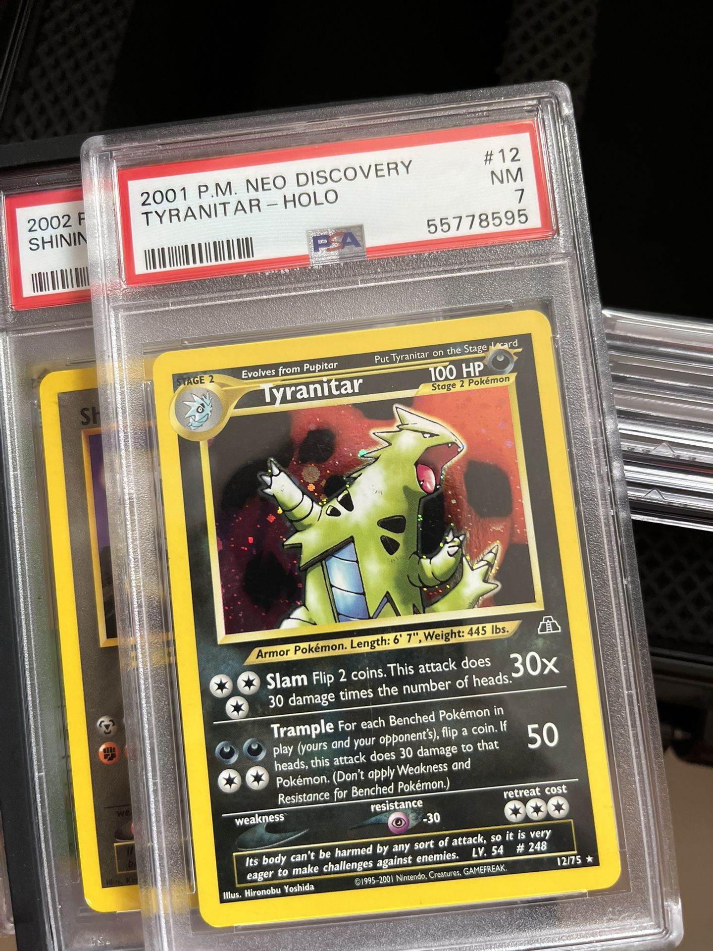 Pokémon TCG PSA 7 slab tyranitar holo rare Neo discovery 12/75  2001 vintage